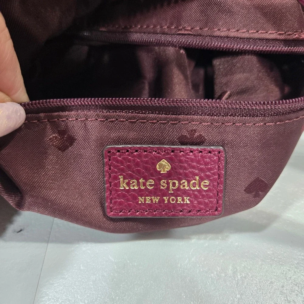 Kate Spade Mulberry Street Vivian Leather Hobo Bag Burgundy Shoulder Crossbody